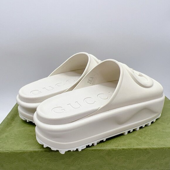 GUCCI 692845 Interlocking GG Platform Rubber Slide Sandals Off White Women EU 40 - Picture 5 of 11